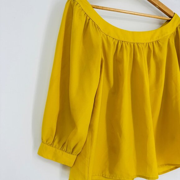 Anthropologie Maeve Yanna Golden Mustard Yellow Off The Shoulder Top Blouse XS - Picture 5 of 9